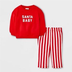 Santa Baby Red and White matching set
